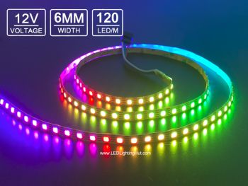 12V 6mm Ultra Slim 120/m Digital Addressable RGB LED Strip, 1m Reel