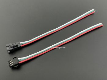 Locking 3-Pin 20 AWG Wire JST SM Female Male Connector - A Pair