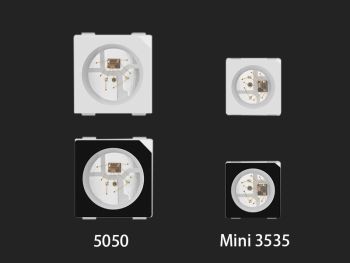 WS2812B 5050/Mini 3535 SMD Digital RGB LED, White/Black Casing, 100 pack